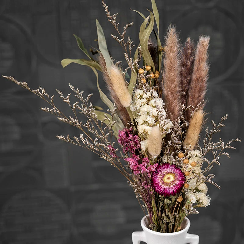 Valentines Day Mothers Day Gift Natural Touch Small Preserved Dried Flower Bouquets For Wedding Daily Art Decor