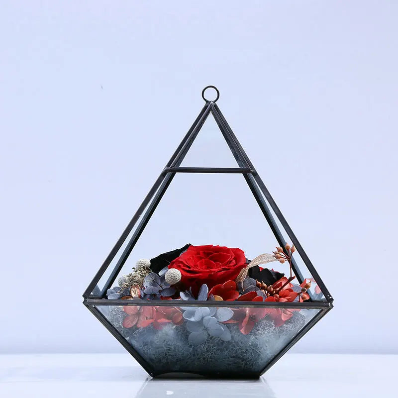 new style fashion diamond glass preserved flower house for new year christmas gift