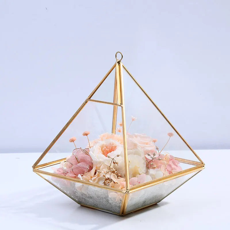 new style fashion diamond glass preserved flower house for new year christmas gift