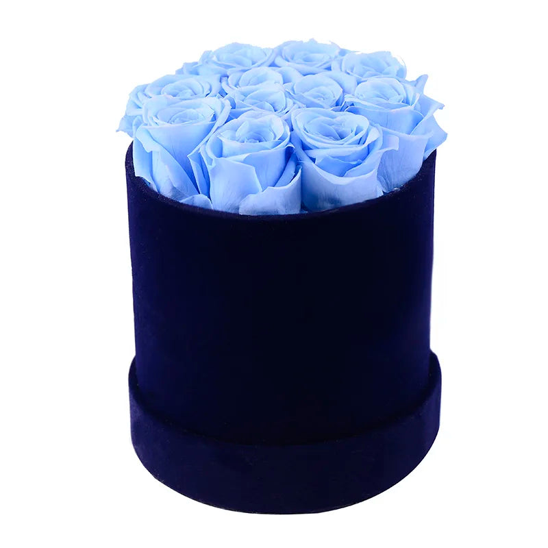 Low MOQ custom logo round preserved rainbow flower paper box luxury long lasting roses