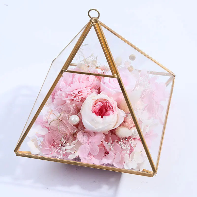 new style fashion diamond glass preserved flower house for new year christmas gift