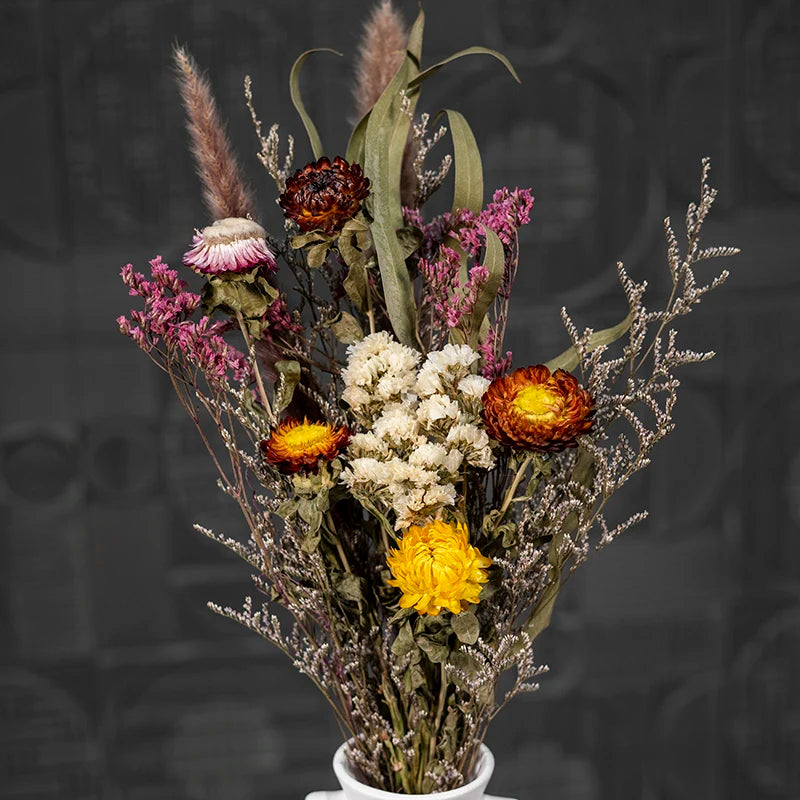 Valentines Day Mothers Day Gift Natural Touch Small Preserved Dried Flower Bouquets For Wedding Daily Art Decor