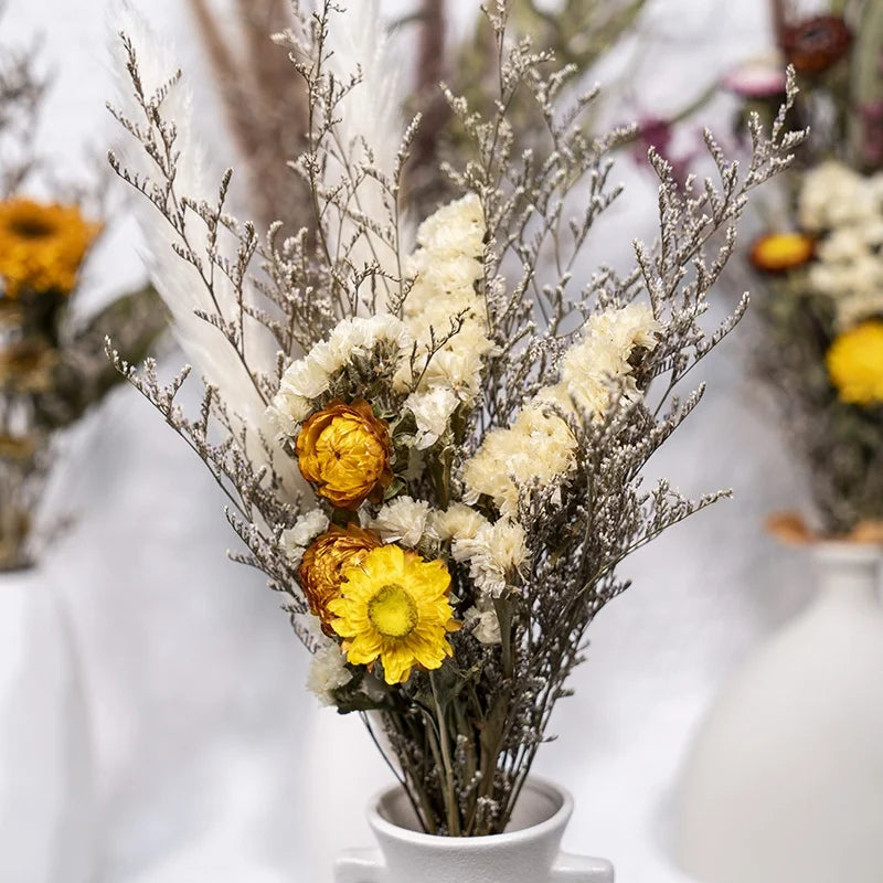 Valentines Day Mothers Day Gift Natural Touch Small Preserved Dried Flower Bouquets For Wedding Daily Art Decor