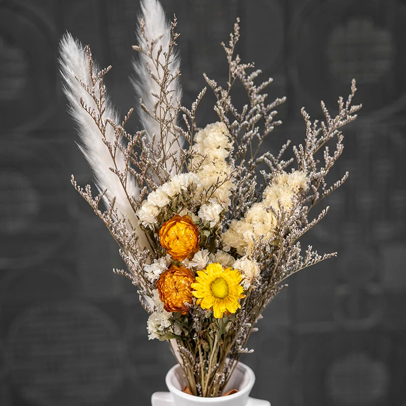 Valentines Day Mothers Day Gift Natural Touch Small Preserved Dried Flower Bouquets For Wedding Daily Art Decor