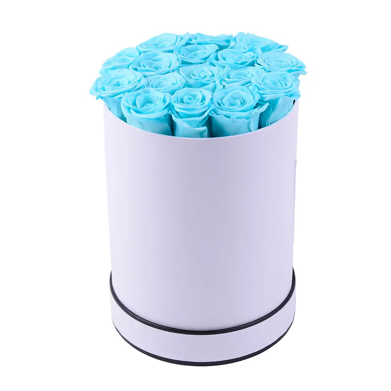 Low MOQ custom logo round preserved rainbow flower paper box luxury long lasting roses