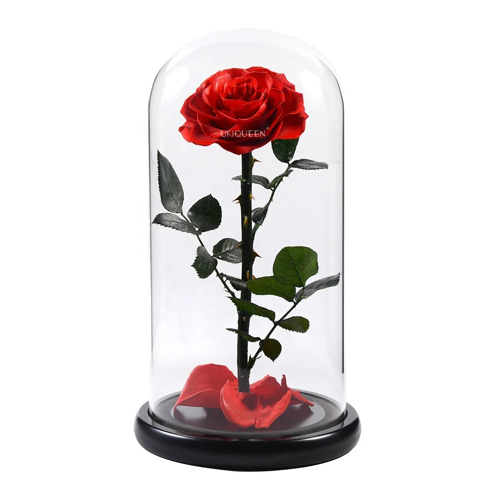 Original Factory Price Red Real Long Stem Glass Flower Little Prince Eternal Preserved Roses in Glass Tube
