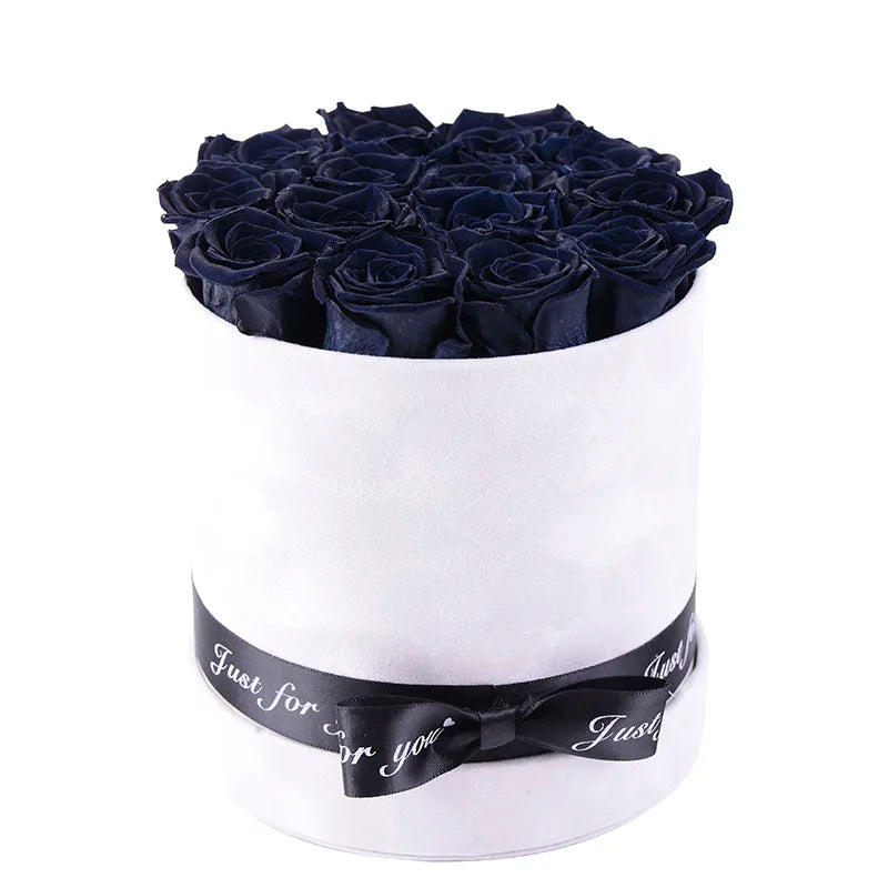 Low MOQ custom logo round preserved rainbow flower paper box luxury long lasting roses