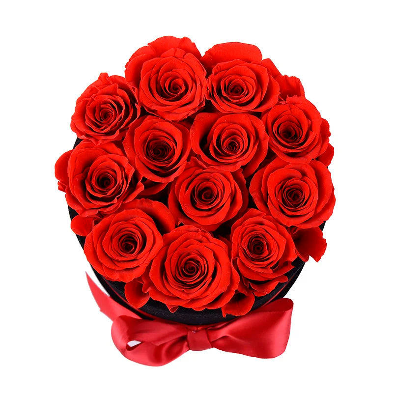 Low MOQ custom logo round preserved rainbow flower paper box luxury long lasting roses