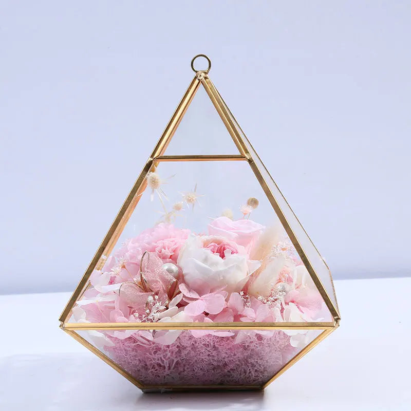 new style fashion diamond glass preserved flower house for new year christmas gift